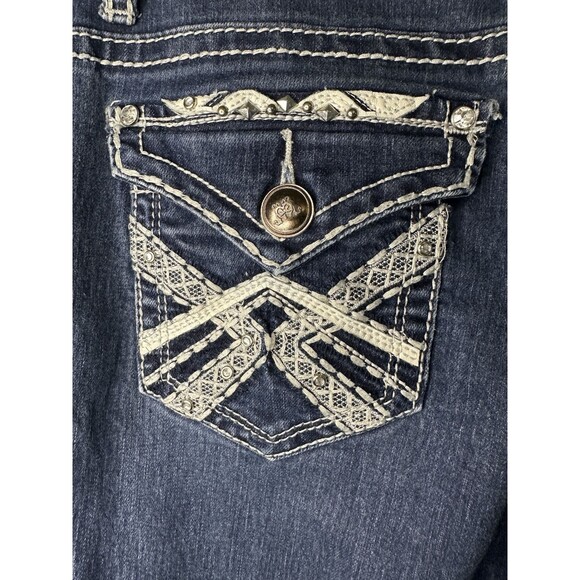 Love Nation Premium Denim Blue‎ Jeans Embellished Pockets Women's 10 - Picture 4 of 12